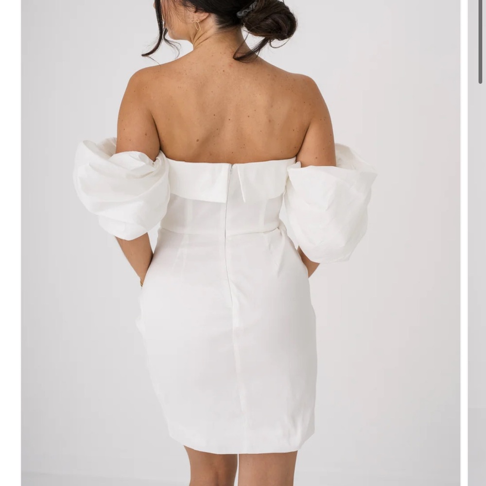 Chic Strapless White Mini Dress - Picture 2 of 6